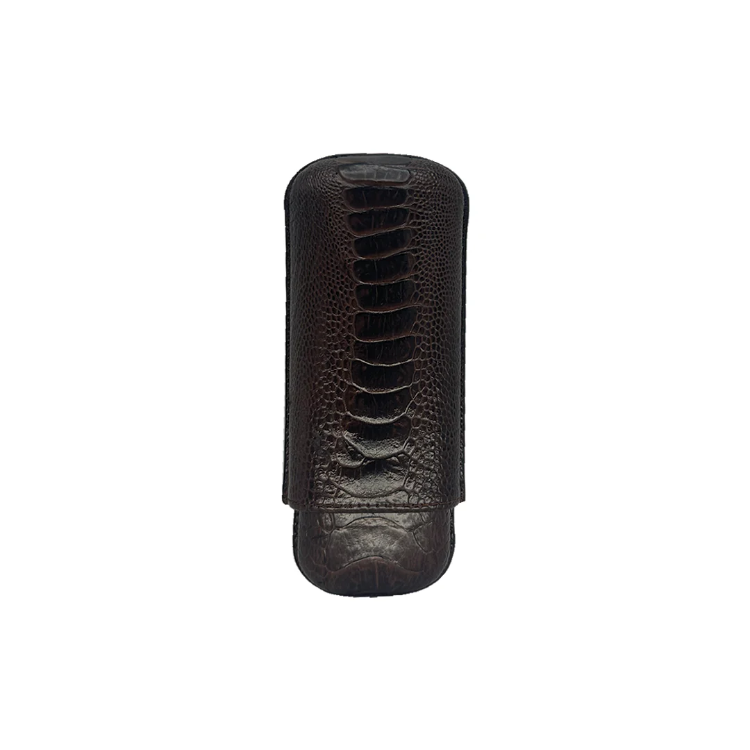 Edward Sahakian 2 cigar case - Smooth Brown Ostrich - Image 3