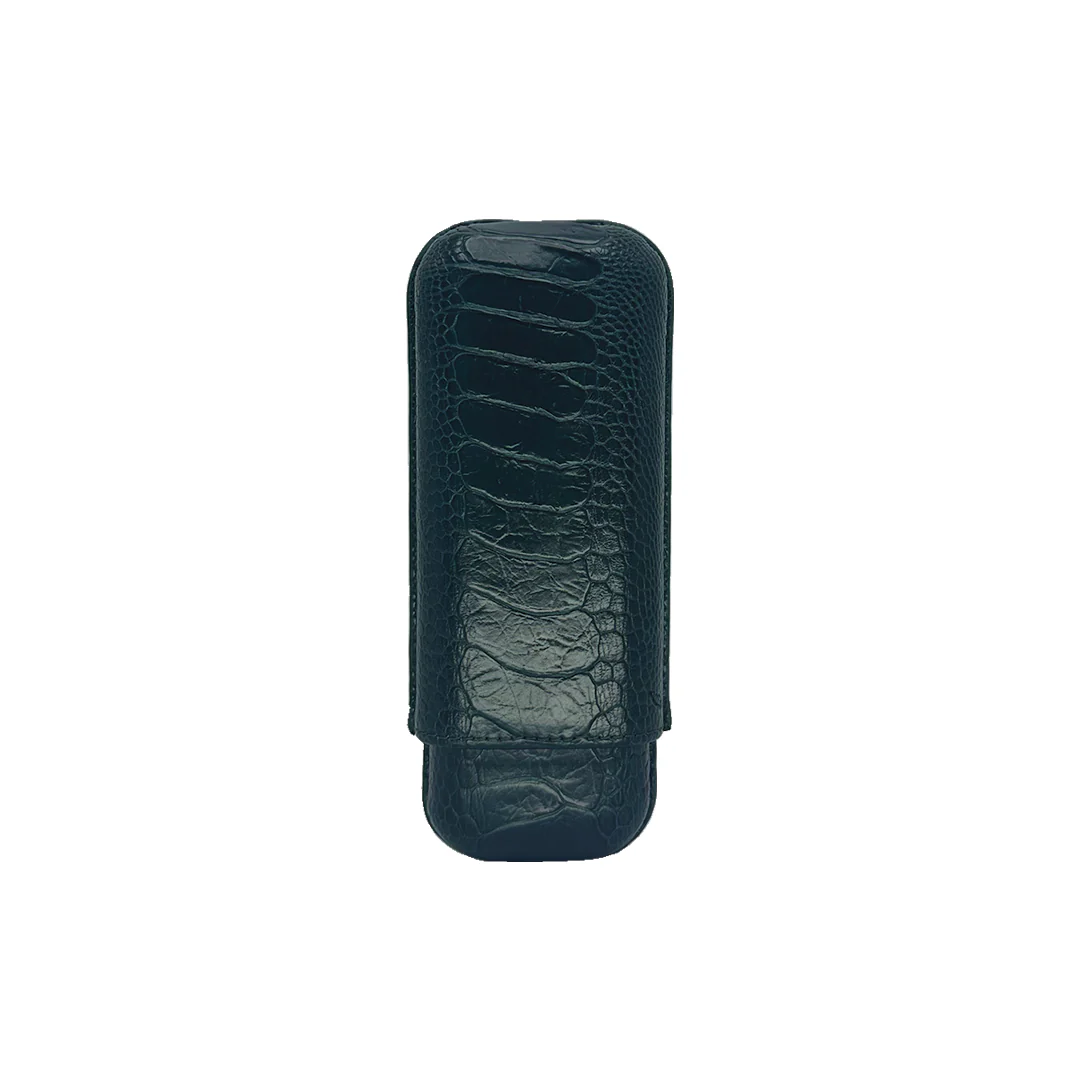 Edward Sahakian 2 cigar case - Smooth Green Ostrich - Image 3