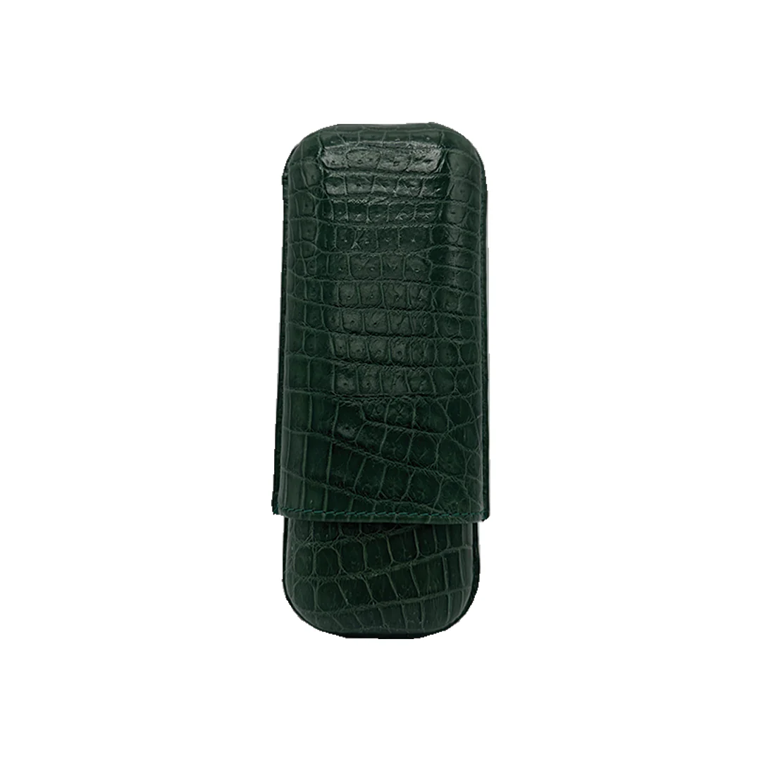 Edward Sahakian 2 cigar case - Green Croc - Image 3