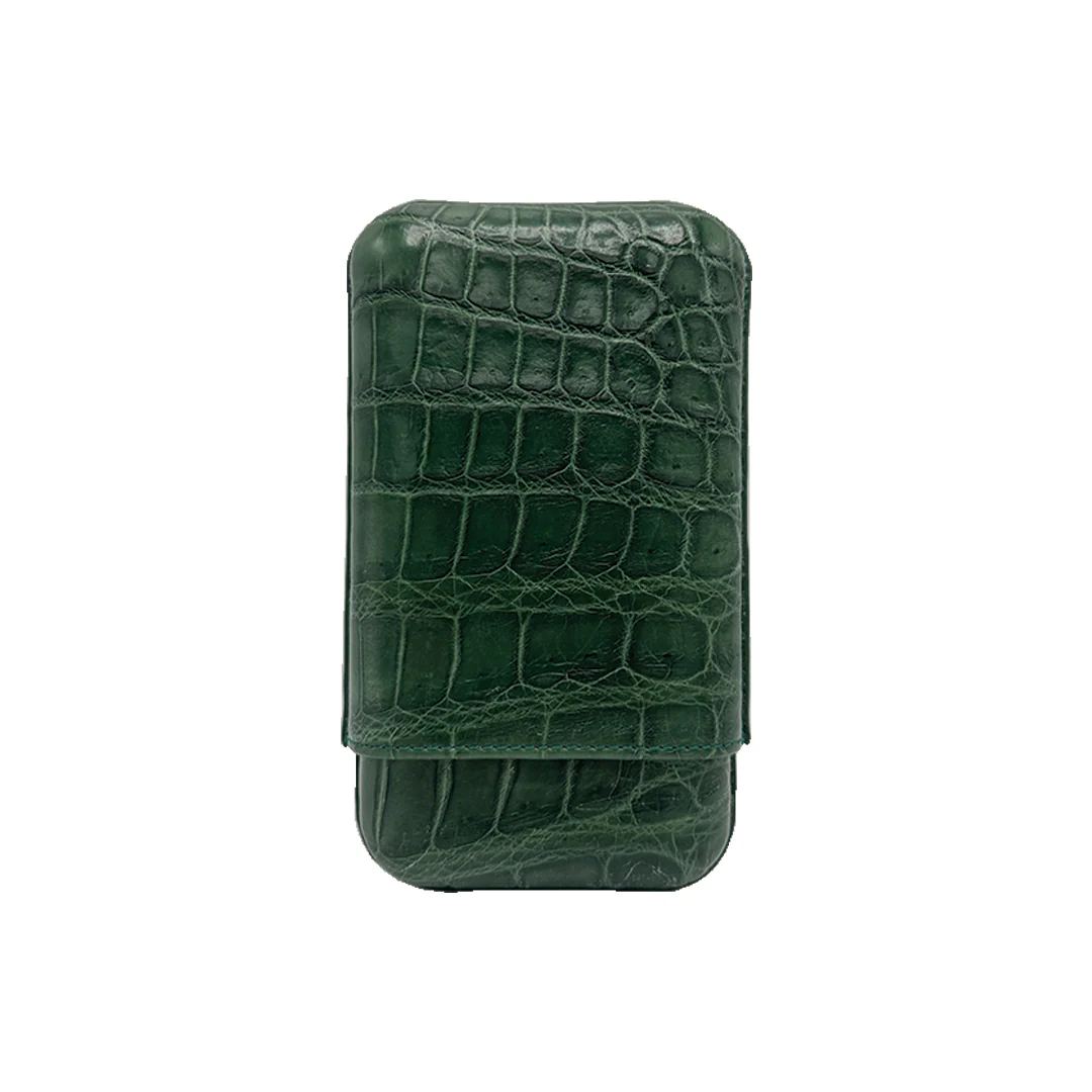 Edward Sahakian 3 cigar case - Green Croc - Image 3