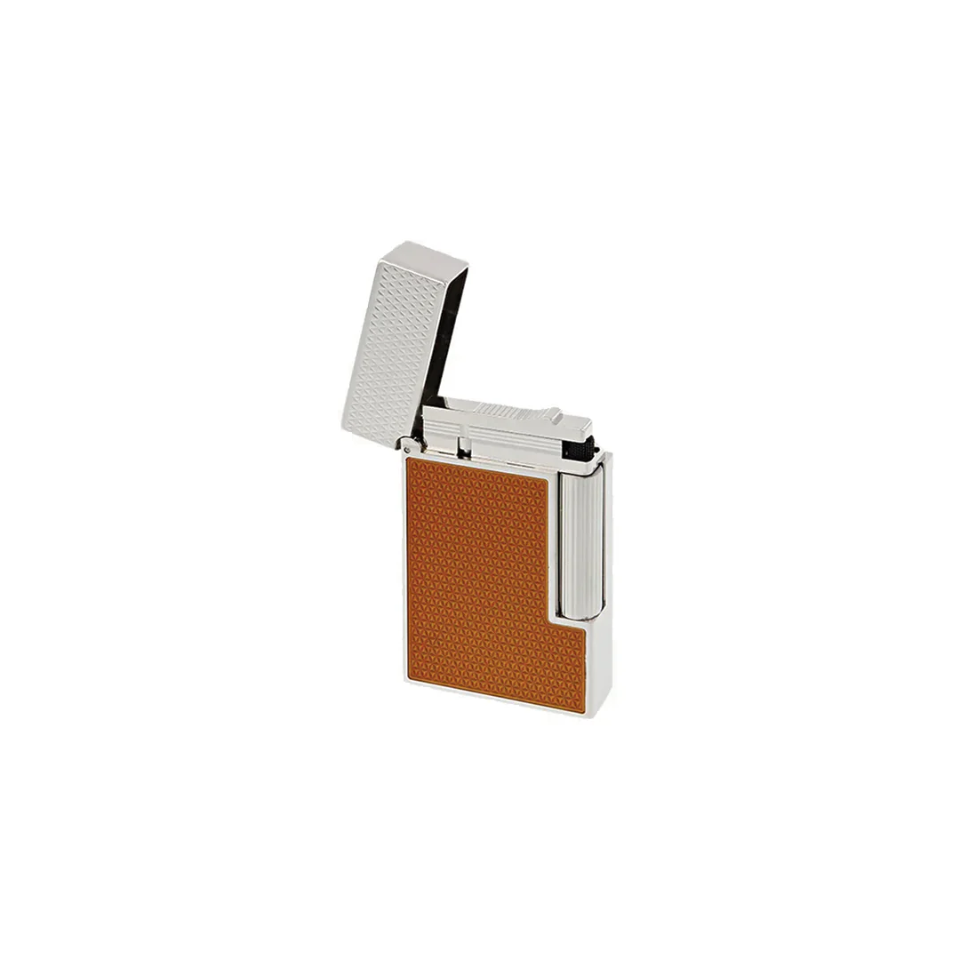 S.T. Dupont Ligne 2 Bright Orange Lacquer Guilloche Lighter - Image 2