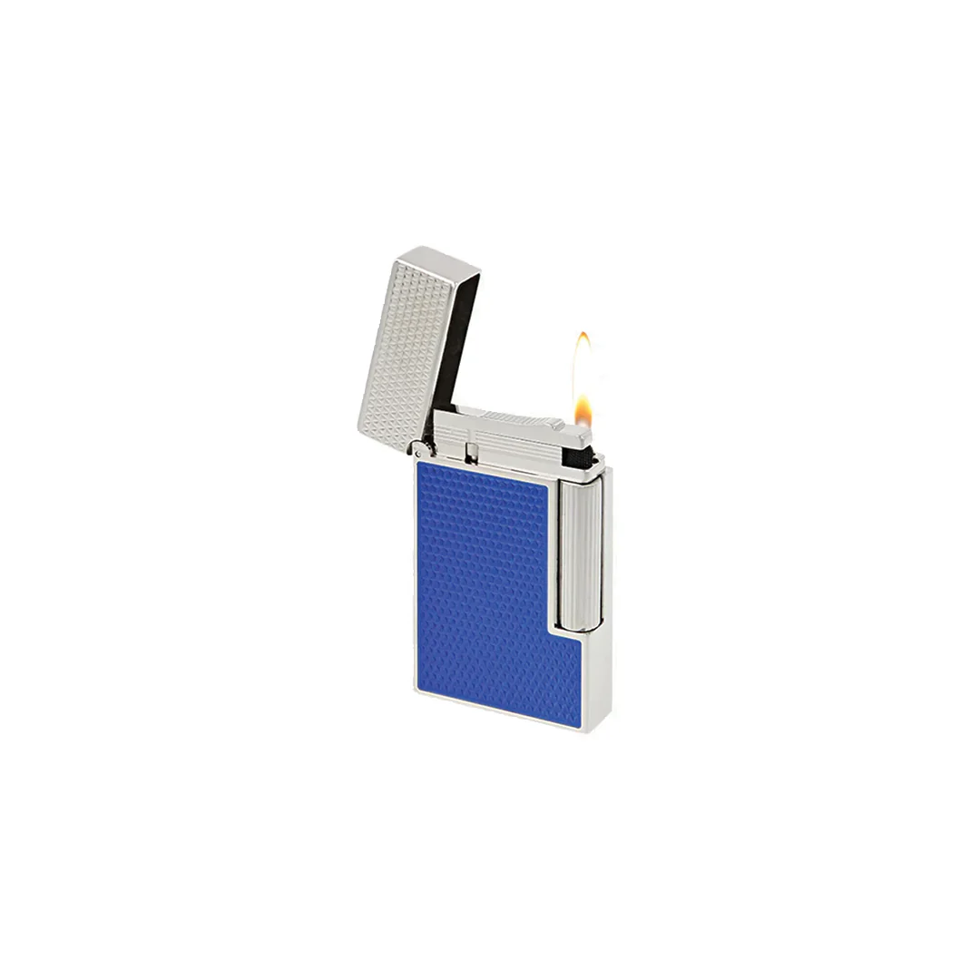 S.T. Dupont Ligne 2 Electric Blue Lacquer Guilloche Lighter - Image 2