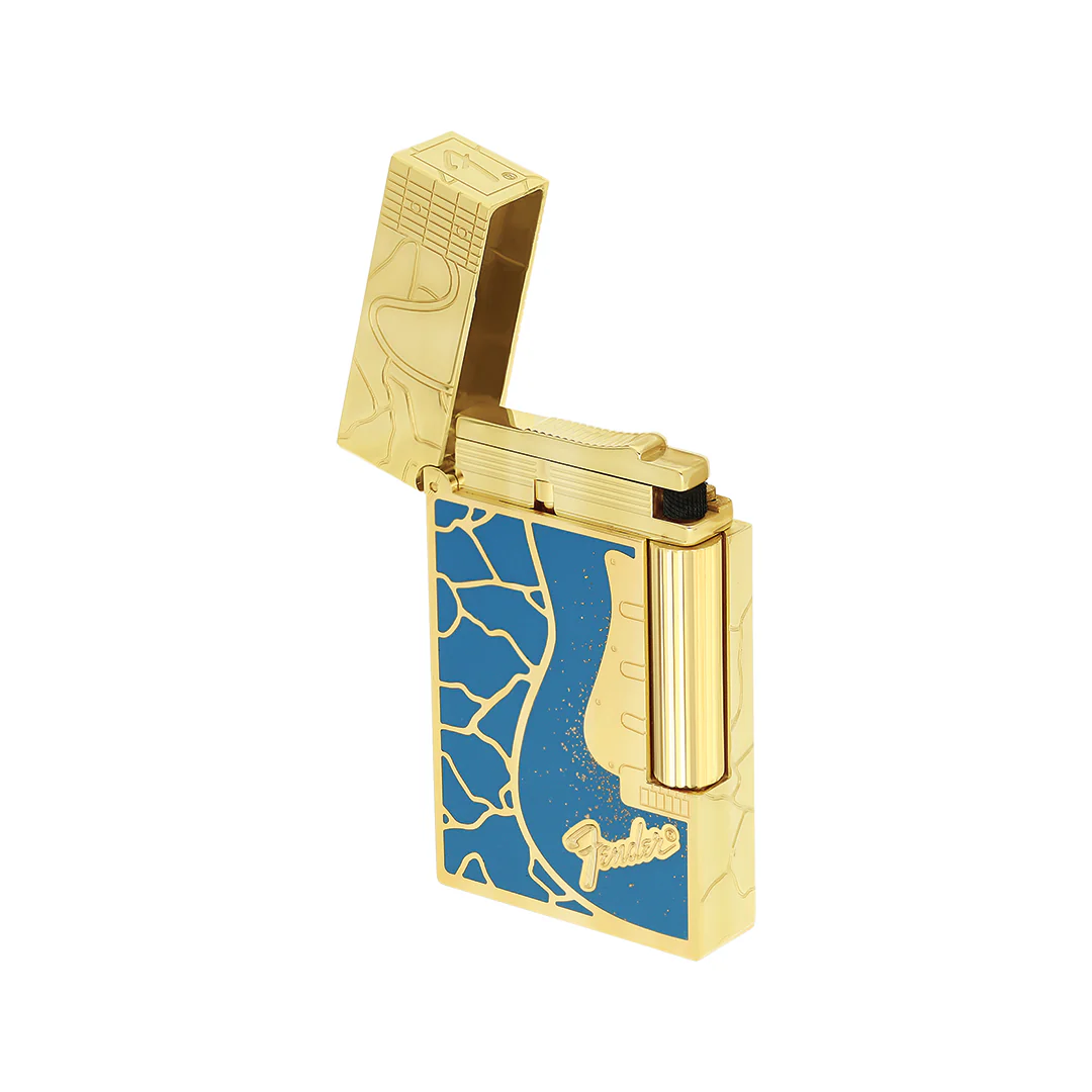 S.T. Dupont Ligne 2 Fender Blue & Gold Lighter - Image 3