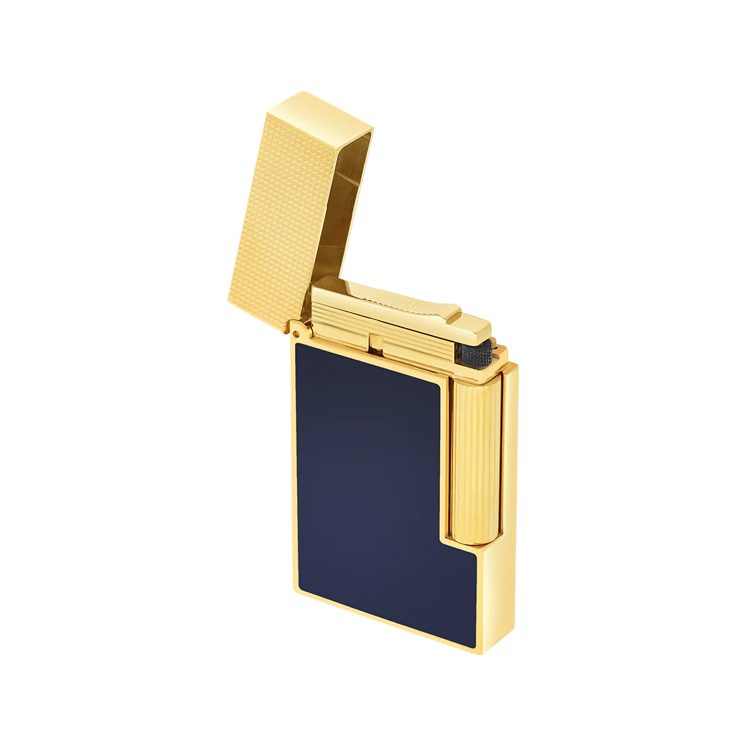 S.T. Dupont Ligne 2 Micro Diamond Head Gold & Blue Lacquer - Image 2