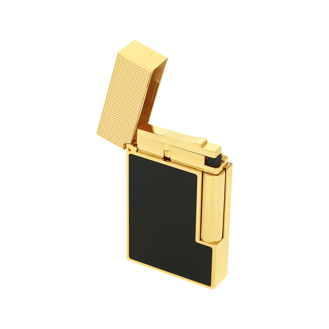S.T. Dupont Ligne 2 Micro Diamond Head Gold & Matte Black Lacquer - Image 2